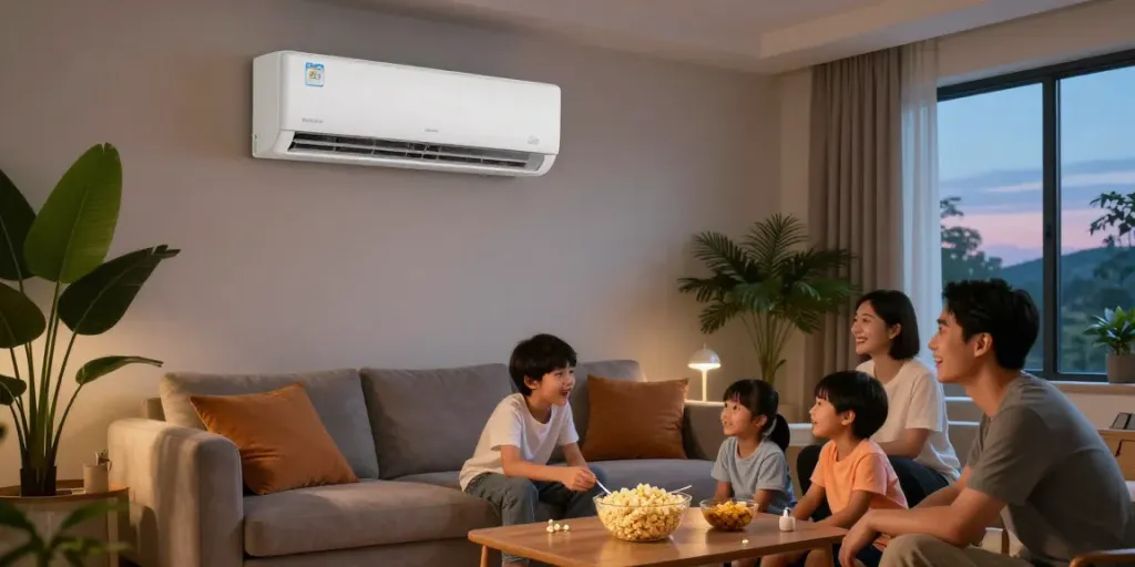 Stylish home living room featuring a mini split ac unit for efficient cooling.