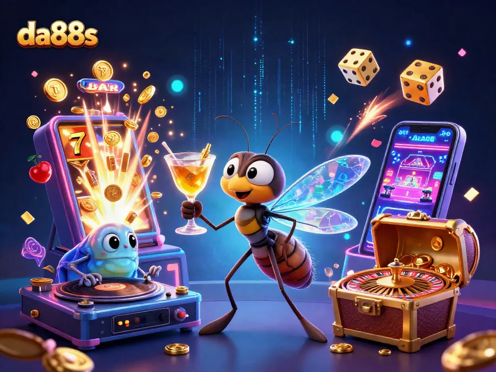 Experience da88s with a lively casino scene featuring unique characters and vibrant gaming elements.