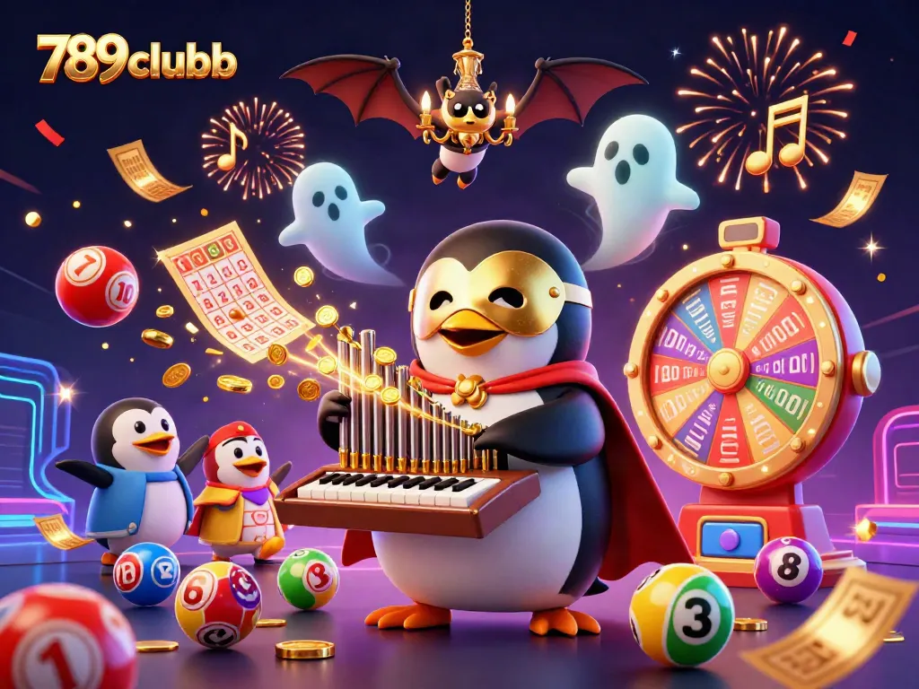 Experience thrilling moments at 789clubb with golden musical notes and festive lottery excitement.