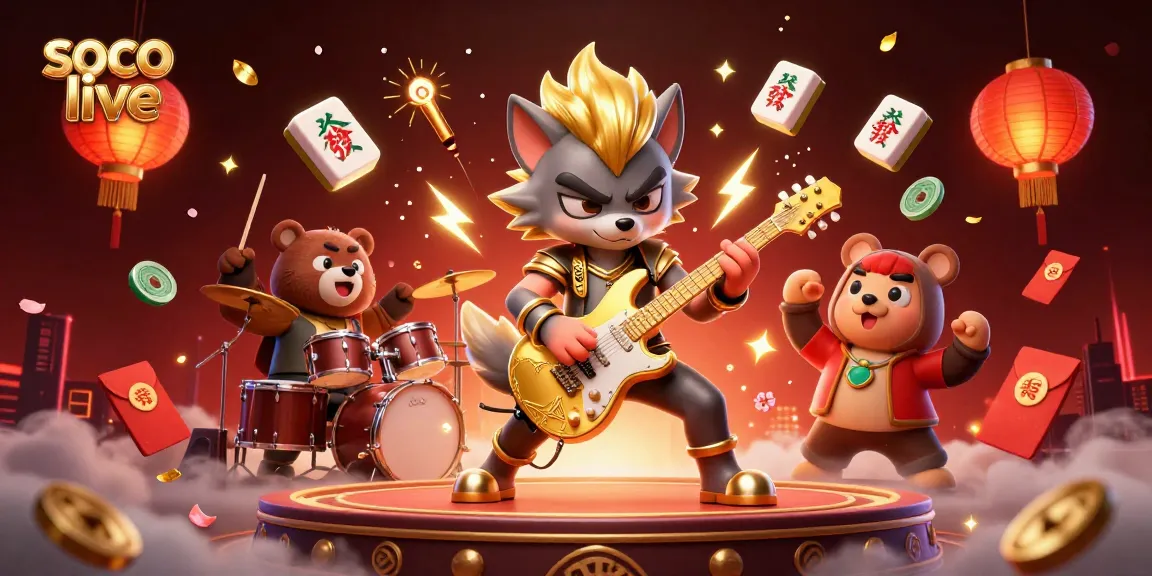 Engage with exhilarating soco live gaming atmosphere featuring dynamic casino characters and energetic effects.