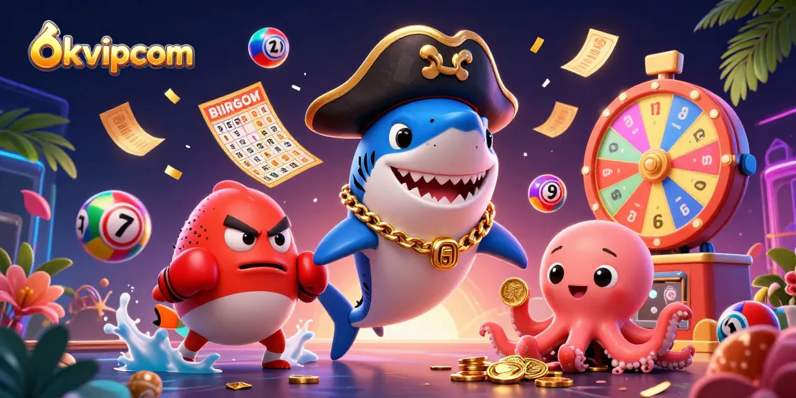 Engage with game-winning strategies at okvipcom with lively pirate-themed characters and colorful gambling elements.